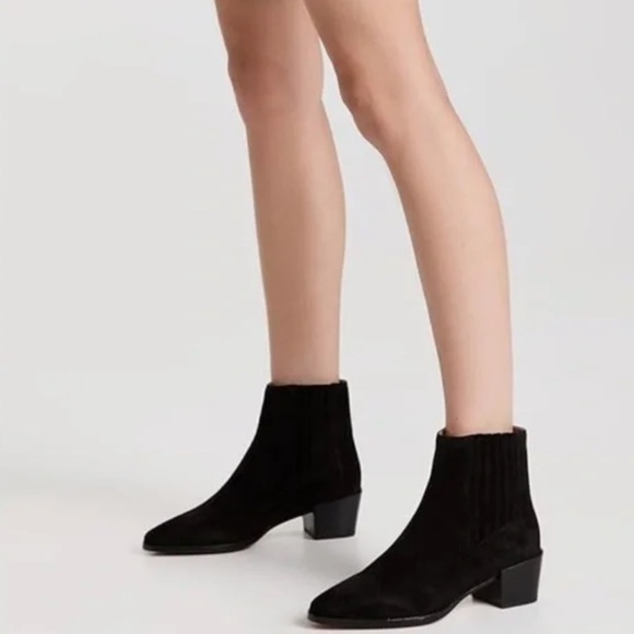 NWT RAG & BONE Icons Rover Suede Cowboy Ankle Boot In Black EU 37.5 US 6.5 - Picture 1 of 11